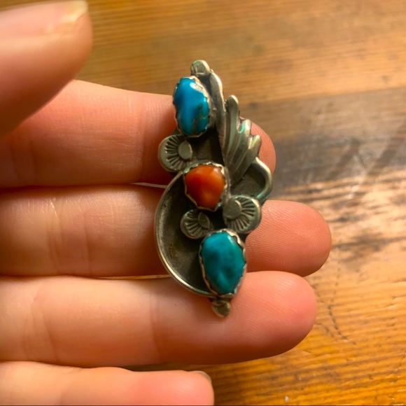 Turquoise and Coral Pinky Ring - Picture 3 of 4
